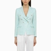 Tagliatore Double-breasted Checked Blazer In Light Blue