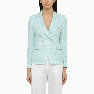 Tagliatore Cotton Blend Double-breasted Jacket In Light Blue