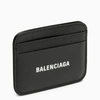 BALENCIAGA BLACK LEATHER CARD HOLDER WITH LOGO