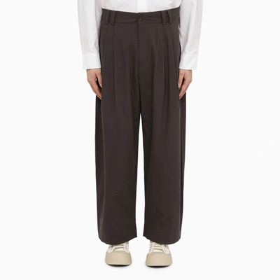 Studio Nicholson Grey Cotton Trousers With Pleats