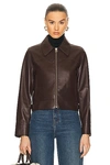 Chloé Nappa Leather Bomber Jacket In Kohl Brown