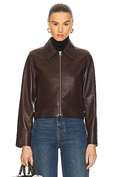 Chloé Nappa Leather Bomber Jacket In Marrón