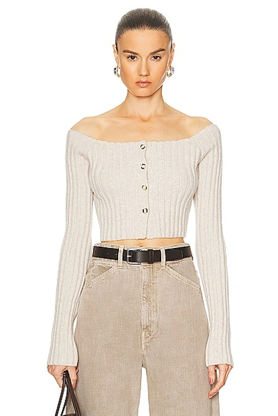 Nanushka Ribbed-knit Cropped Cardigan In Neutrals