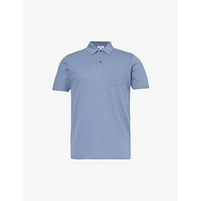 Sunspel Mens Grape Riviera Regular-fit Short-sleeve Cotton-knit Polo Shirt