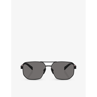 Prada Linea Rossa Womens Black Ps 51zs Pilot-frame Metal Sunglasses