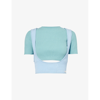 HOUSE OF SUNNY HOUSE OF SUNNY WOMENS SKY BLUE OLYMPUS LAYERED KNITTED TOP