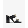ALLSAINTS CAMILLE BUCKLE-EMBELLISHED HEELED LEATHER MULES