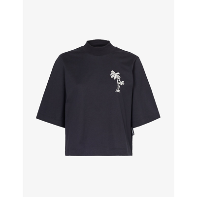 PALM ANGELS PALMS BRAND-EMBROIDERED COTTON-JERSEY T-SHIRT