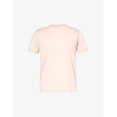 Sunspel Mens Pale Pink224 Crew-neck Regular-fit Cotton-jersey T-shirt