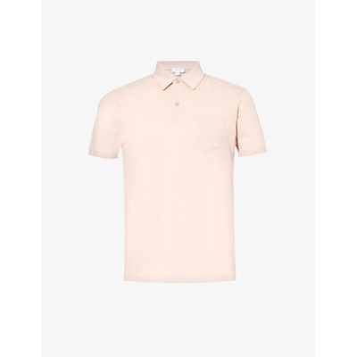 Sunspel Mens Pale Pink224 Riviera Regular-fit Short-sleeve Cotton-knit Polo Shirt
