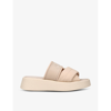 CHLOÉ MILA LOGO-EMBELLISHED WOVEN AND LEATHER WEDGE SANDALS