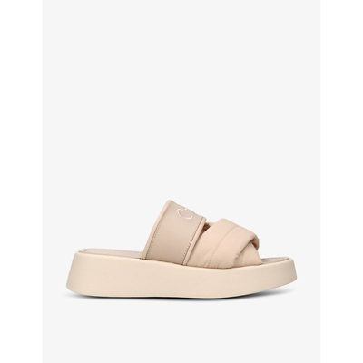 Chloé Chloe Womens Pink Mila Logo-embellished Woven And Leather Wedge Sandals