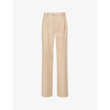 GUCCI GUCCI WOMEN'S CAMEL MONOGRAM-PATTERN WIDE-LEG HIGH-RISE WOOL TROUSERS