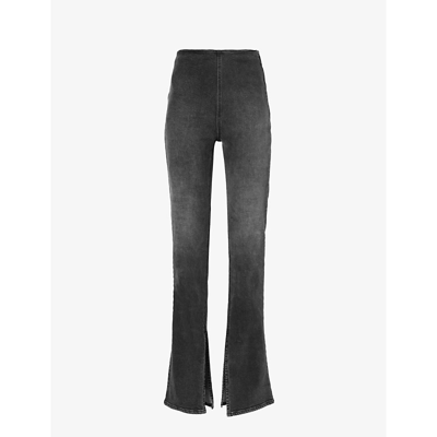 Eb Denim Split-hem Slim-fit Straight-leg High-rise Stretch-denim Jeans In Midnight