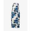 Emilia Wickstead Yulie Strapless Floral-faille Midi Dress In Blue Bouquet