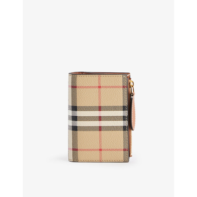 Burberry Womens Vintage Check E-canvas Checked Bifold Faux-leather Wallet