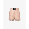 Palm Angels Printed Pattern Linen Blend Shorts In Pink Black