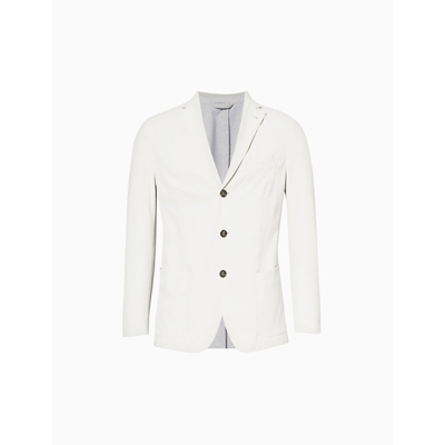 Eleventy Mens Sand Single-breasted Welt-pocket Regular-fit Woven Blazer In Light Melange Grey