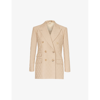 GUCCI GUCCI WOMENS CAMEL MONOGRAM-PATTERN DOUBLE-BREASTED WOOL JACKET