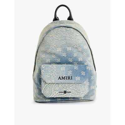 Amiri Mens Indigo Branded Bandana-print Denim Backpack