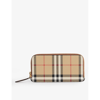 BURBERRY BURBERRY WOMENS VINTAGE CHECK E-CANVAS SOMERSET CHECKED FAUX-LEATHER WALLET
