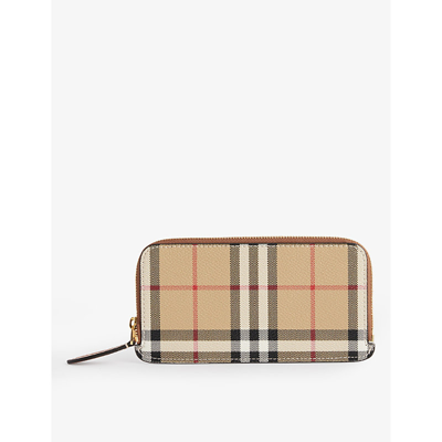 Burberry Womens Vintage Check E-canvas Somerset Checked Faux-leather Wallet