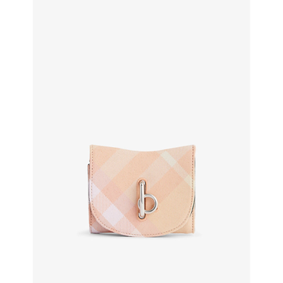 Burberry Womens Peach Rocking Horse Checked Wool-blend Wallet