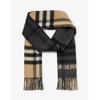 BURBERRY BURBERRY MENS ARCHIVE BEIGE/ BLACK GIANT CHECK TASSELLED-TRIM CASHMERE SCARF