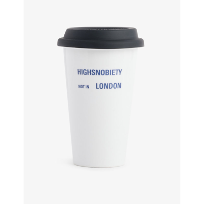 Highsnobiety Mens White Brand-print Glazed Porcelain Mug