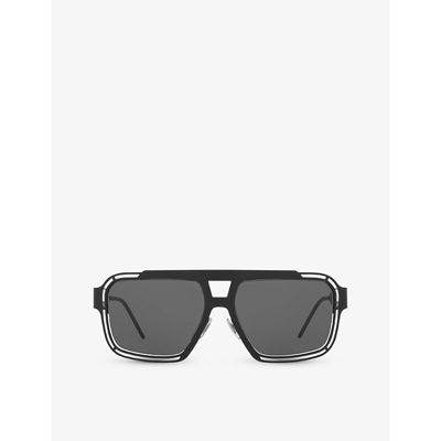 Dolce & Gabbana Dg2270 Square-frame Metal Sunglasses In Black