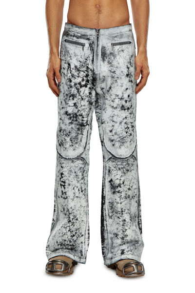 Diesel Treated Leather Pants In Multicolor