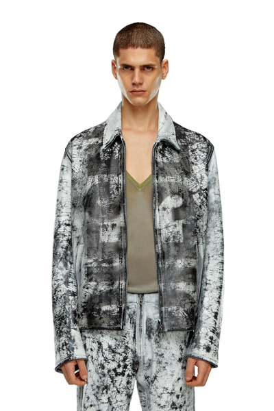 Diesel Blouson Jacket In Treated Leather In Multicolor