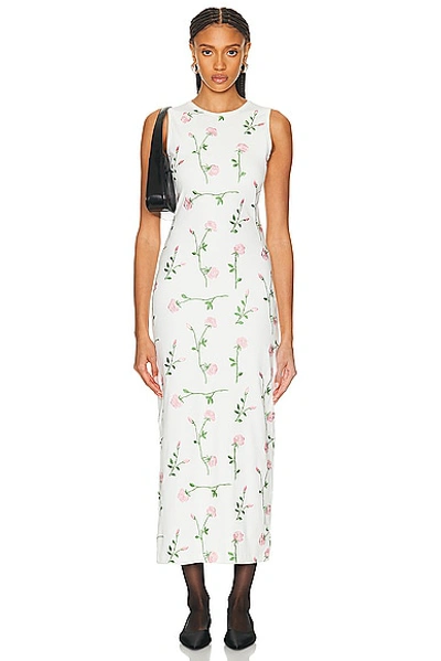 Magda Butrym Embroidered Cotton-blend Midi Dress In Off-white