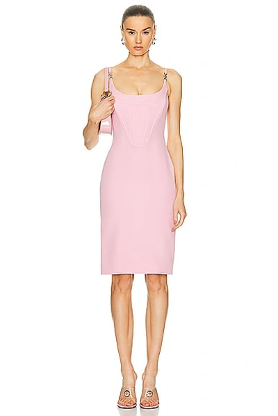 Versace Satin Midi Sheath Dress In Pale Pink