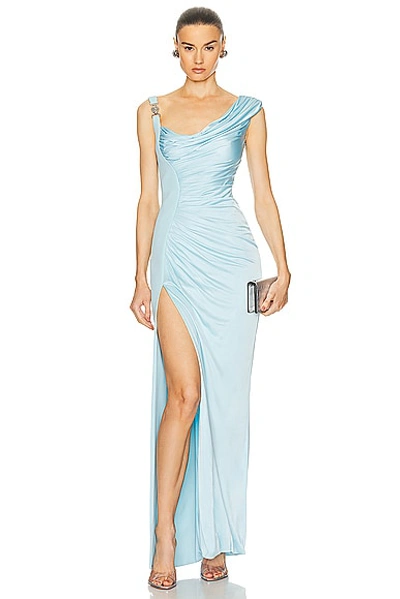 Versace Jersey Fabric Gown In Pale Blue