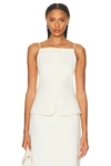 Staud Una Tailored Vest Top In Ivory