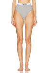Versace Vintage Logo Ribbed High-waisted Briefs In Grey