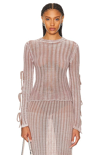 Acne Studios Long Sleeve Knit Top In Dusty Pink