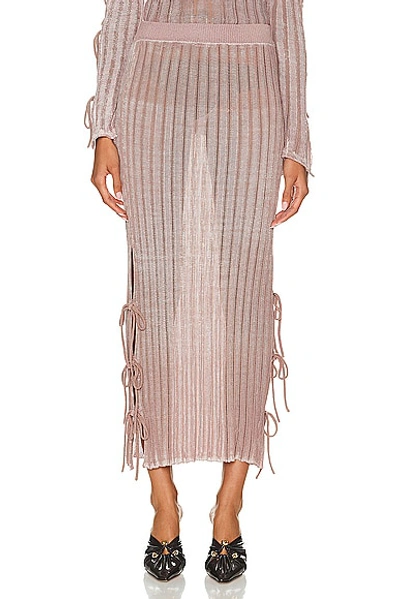 Acne Studios Knit Midi Skirt In Dusty Pink