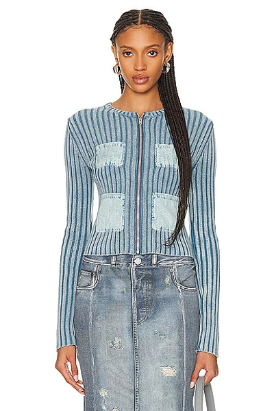 Acne Studios Zip Up Long Sleeve Top In Dusty Blue