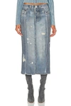 Acne Studios Rib Cotton Print Skirt In Denim Blue