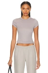 Enza Costa Supima Cotton Cap Sleeve Crew Top In Limestone