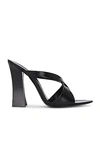 Saint Laurent Eva Mules In Glazed Leather In Noir