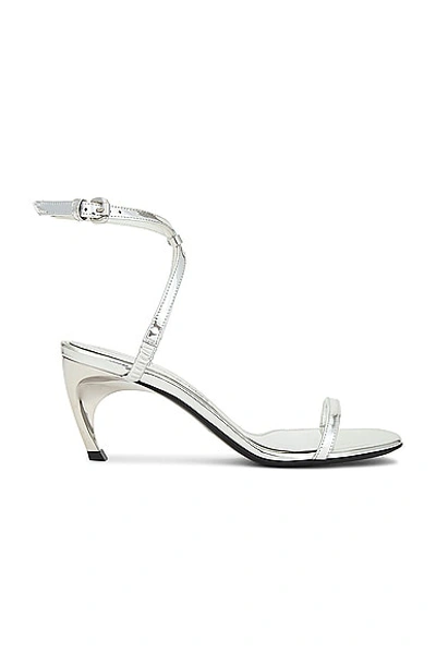 Alexander Mcqueen Metallic Leather Armadillo Heel Sandal In Silver