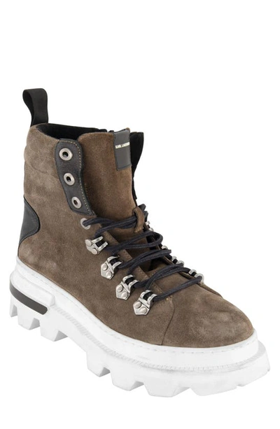 Karl Lagerfeld Paris White Label Lug Sole Hiker Boot In Grey