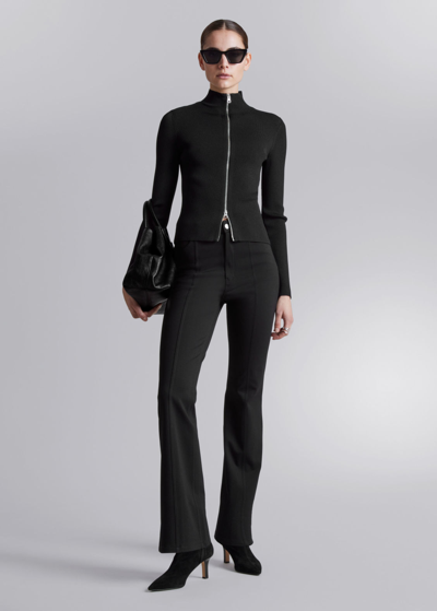 Other Stories Flared Jersey Trousers In Black