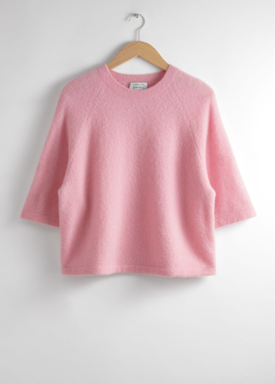 Other Stories Knit T-shirt In Pink