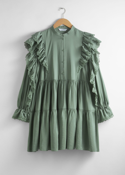 Other Stories Frilled Mini Dress In Green