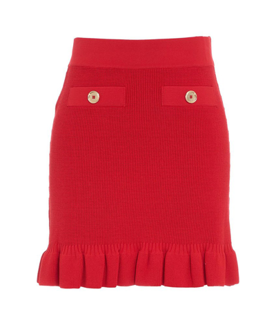 Pinko High Waist Knit Skirt In Red