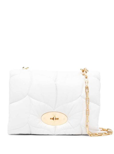 Mulberry 'little Softie' White Cross-body Bag With Twist Lock Closure In Quilted And Padded Leather Woman